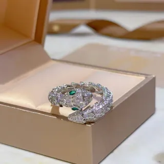Bvlgari Serpenti Pavé Diamond and Emerald Coiled Snake Ring