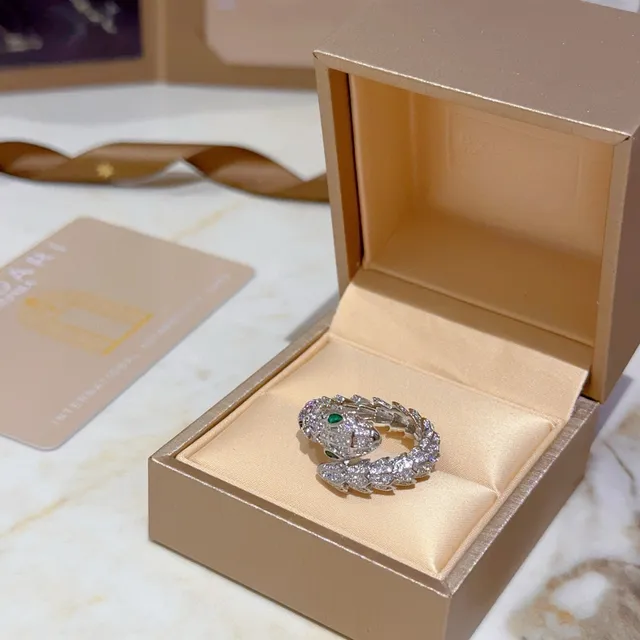 Bvlgari Serpenti Pavé Diamond and Emerald Coiled Snake Ring 7