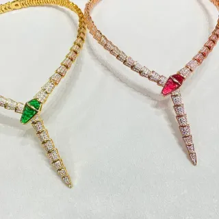 Bvlgari Serpenti Pavé-Set Gemstone Head Necklace