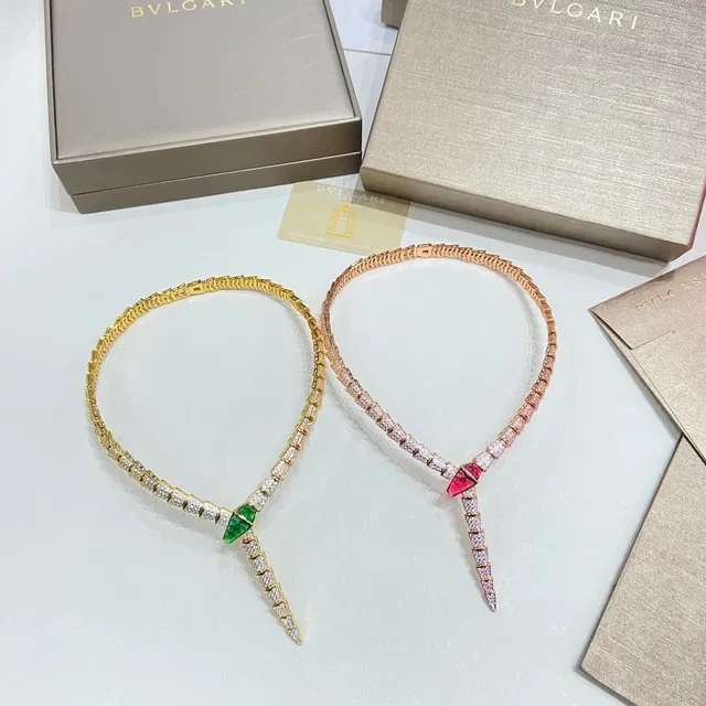 Bvlgari Serpenti Pavé-Set Gemstone Head Necklace 2