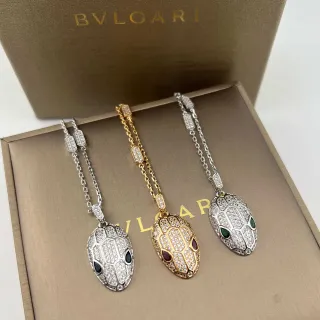 Bvlgari Serpenti Snake-Head Pavé Crystal Pendant Necklaces