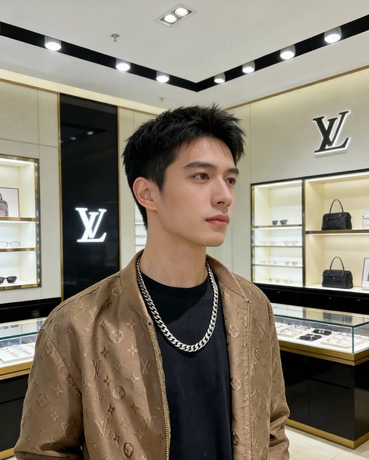 Bvlgari Prata Dourado Pavé-Diamante Corrente Curb Corrente Fecho Chave Grega Geométrica Colar 4