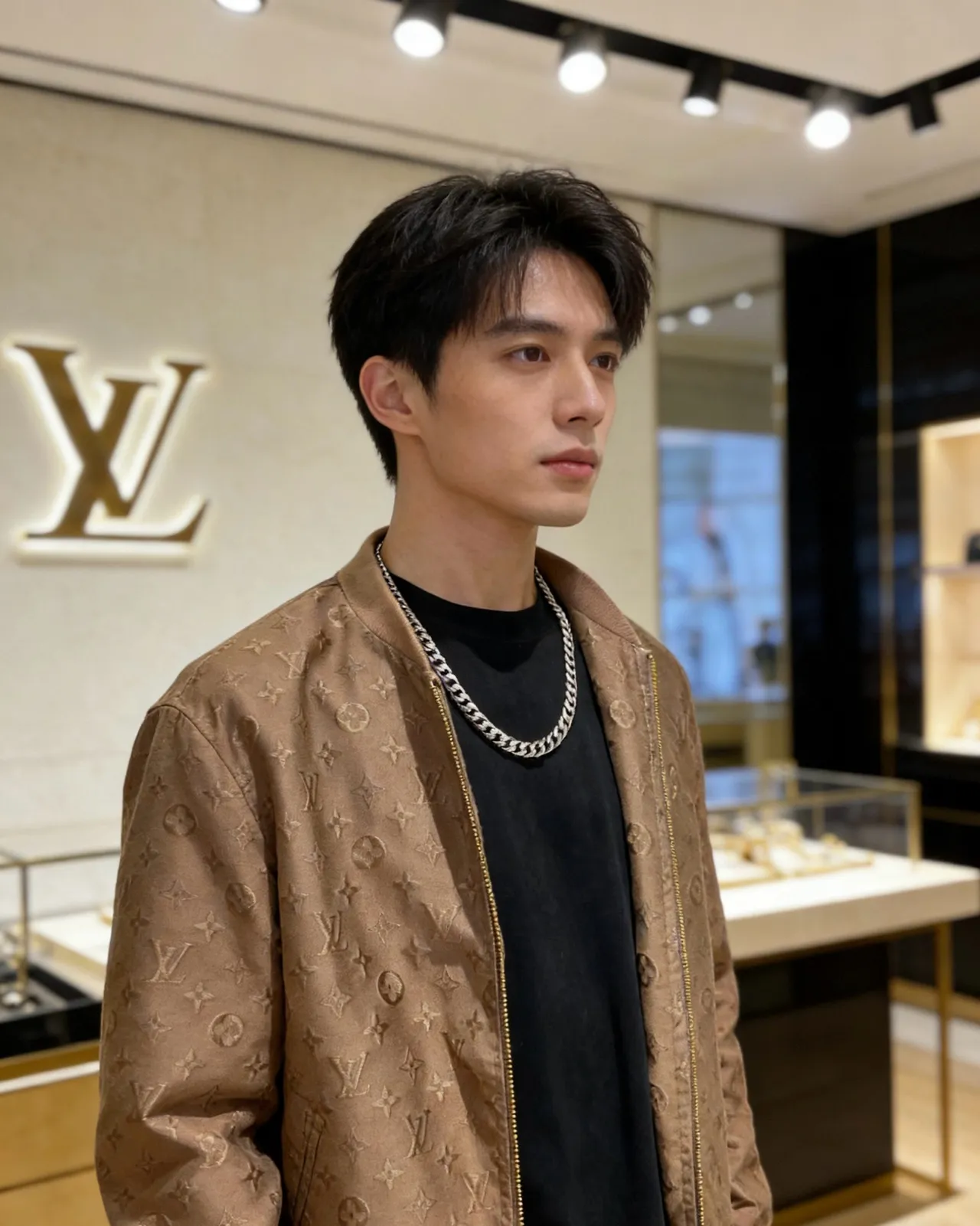 Bvlgari Prata Dourado Pavé-Diamante Corrente Curb Corrente Fecho Chave Grega Geométrica Colar 8
