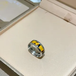 Bvlgari चांदी सोने की चौड़ी पट्टी दो टोन धातु अंगूठी