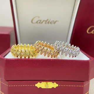 Cartier Clash de Gold Silver Banda con púas Pavé-Set Ring