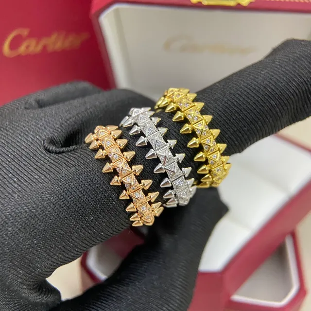 Cartier Clash de Gold Silver Bande à picots Pavé-Set Ring 2