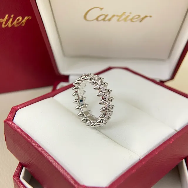 Cartier Clash de Gold Silver Bande à picots Pavé-Set Ring 4