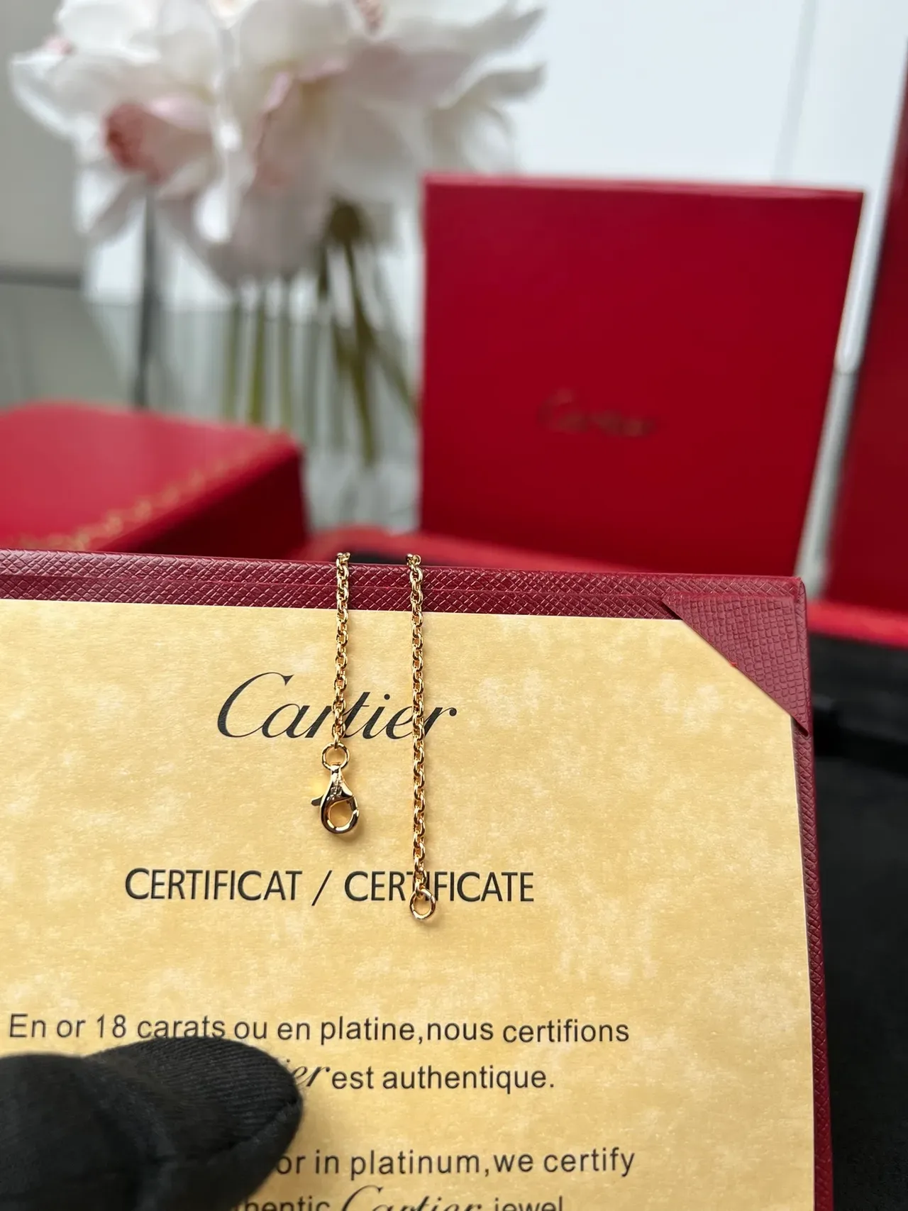 Bracelet Cartier Chaîne Or Rouge Fine Motif Circulaire Central 3