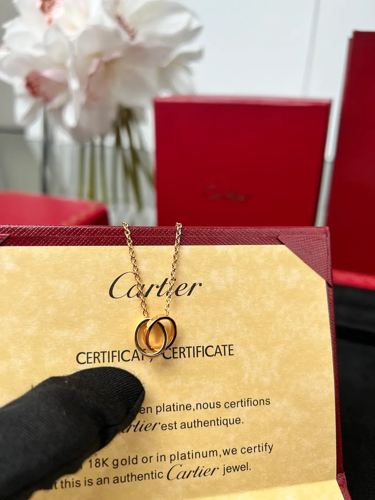 Bracelet Cartier Chaîne Or Rouge Fine Motif Circulaire Central 4