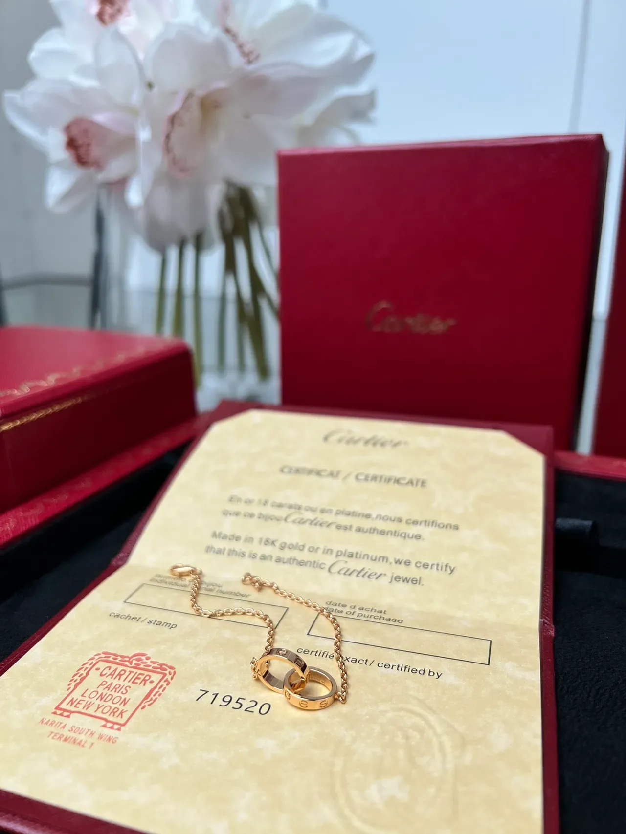 Bracelet Cartier Chaîne Or Rouge Fine Motif Circulaire Central 6