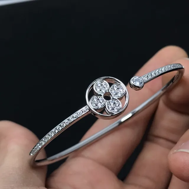 Cartier إسورة ذهبية وفضية Pavé-Set كريستال 3