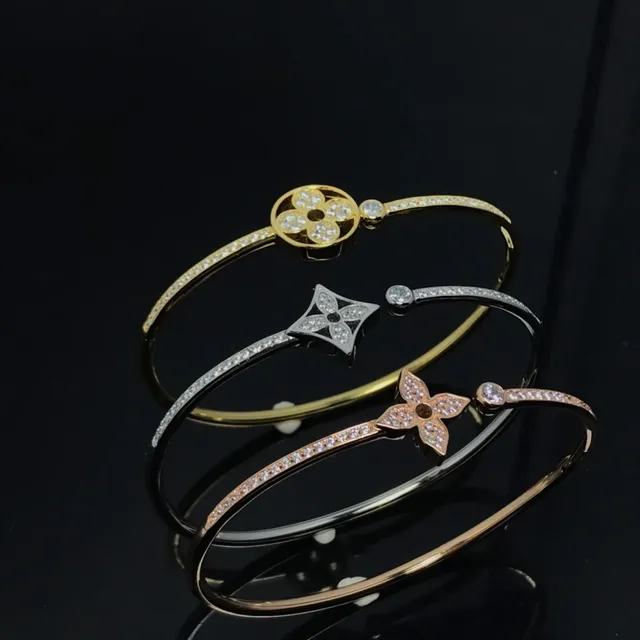 Cartier إسورة ذهبية وفضية Pavé-Set كريستال 4