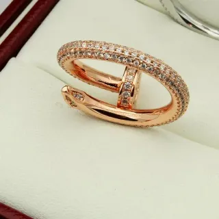 Cartier Gold White Pavé-Set Interlocking Double Band Ring