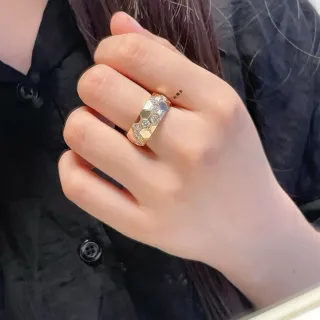 Cartier Juste un Clou Gold White Hexagonal Honeycomb Motif Pavé-Set Stones Ring