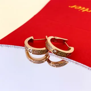 Cartier Juste un Clou Gold White Hinged Hoop Pavé-Set Earrings