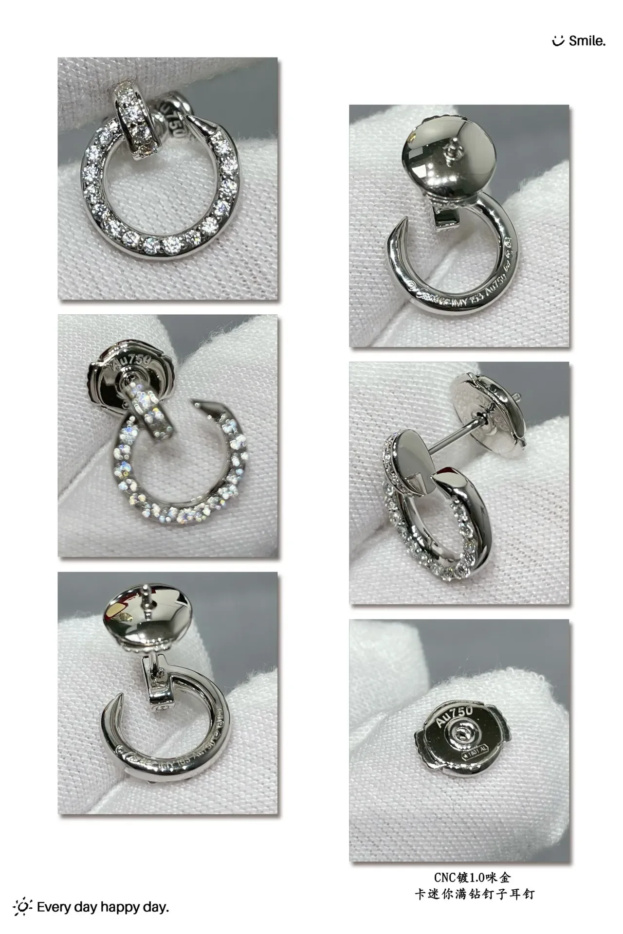 Cartier Juste un Clou Pavé Boucles d'oreilles en hoop ouvertes 5