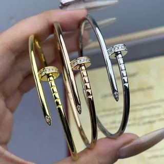 Cartier Juste un Clou Pavé-Set Nail Motif Bangle Bracelets