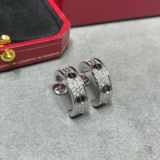 Cartier Juste un Clou Silver Black Hoop Pavé-Set Earrings