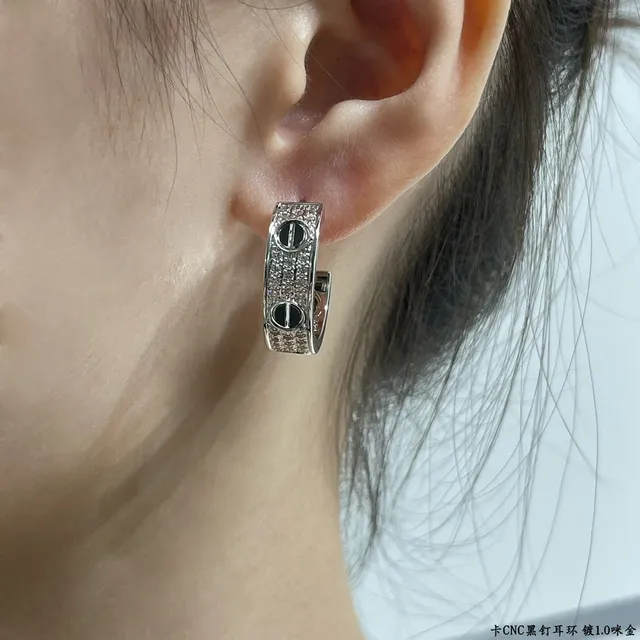 Cartier Juste un Clou Silver Black Hoop Pavé-Set brincos 8