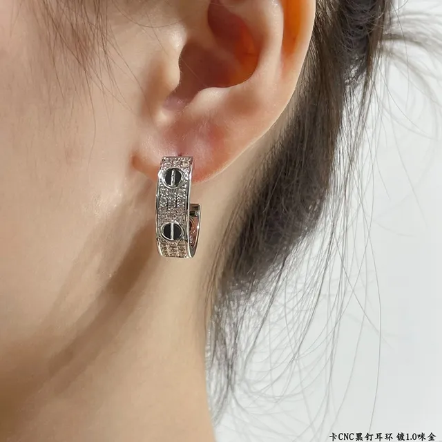 Cartier Juste un Clou Silver Black Hoop Pavé-Set brincos 9