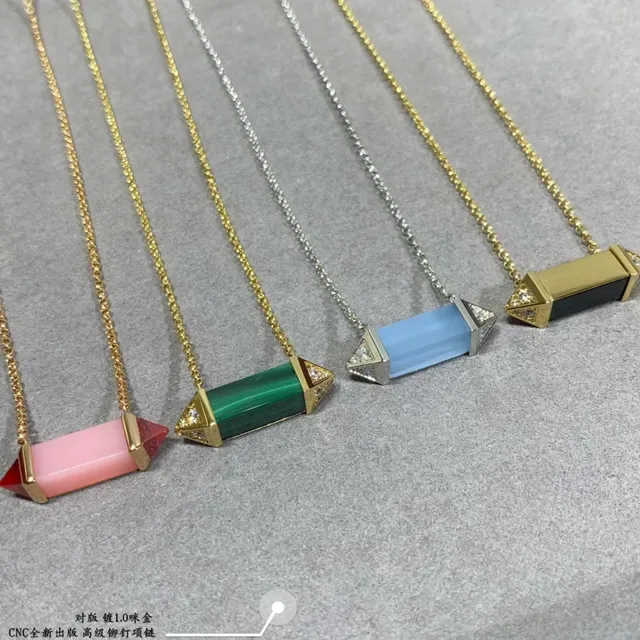 Cartier Les Berlingots de Cartier Pink Chalcedony Geometric Pendant Necklace 3