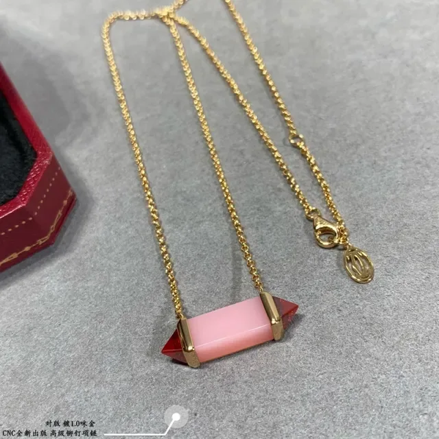 Cartier Les Berlingots de Cartier Pink Chalcedony Geometric Pendant Necklace 7