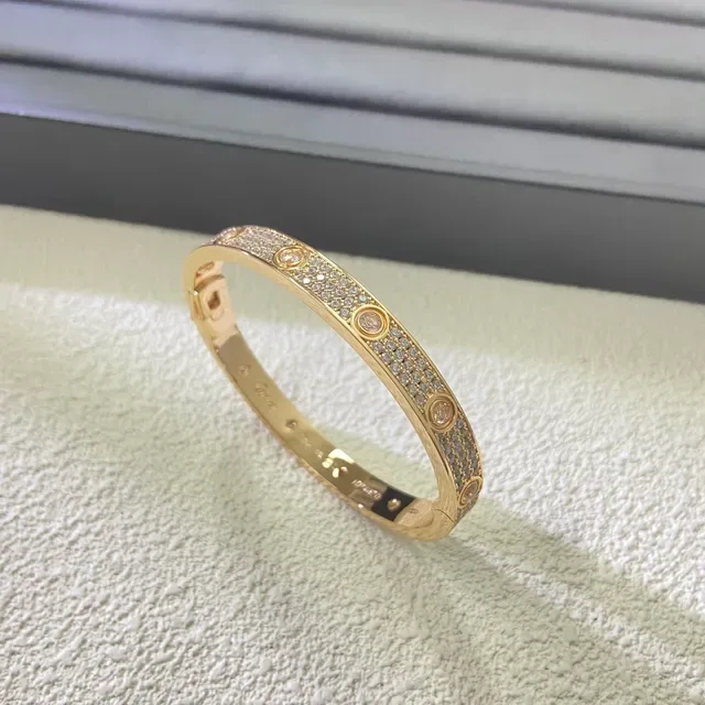 سوارات Cartier Love Pavé مزدوج الصف ذهبي 6