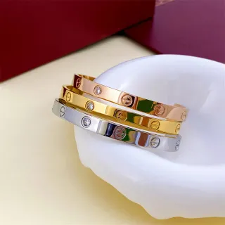 Cartier Love Bracelet Silver Yellow Gold Rose Gold Rigid Bangle Bracelets