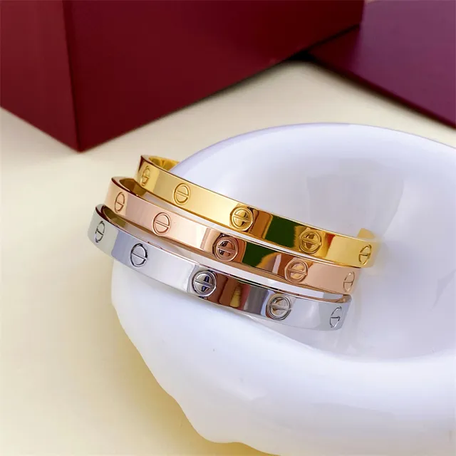 Cartier Love Bracelet فضي ذهب أصفر ذهب وردي سوار صلب 4