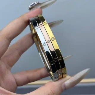 Cartier प्रेम सोना चांदी संयुक्त कंगन स्क्रू मोटिफ बैंडलेट