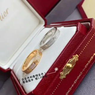 Cartier Love Gold Silver Pavé-Set Screw-Motif Band Ring