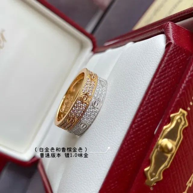 Cartier Love or argent Pavé-Set Screw-Motif bague bande 2