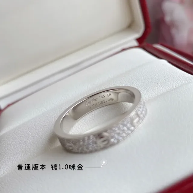Cartier Love or argent Pavé-Set Screw-Motif bague bande 3