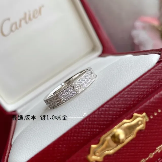 Cartier Love or argent Pavé-Set Screw-Motif bague bande 5