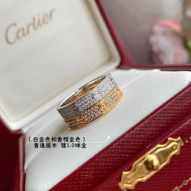 Cartier Love or argent Pavé-Set Screw-Motif bague bande 6