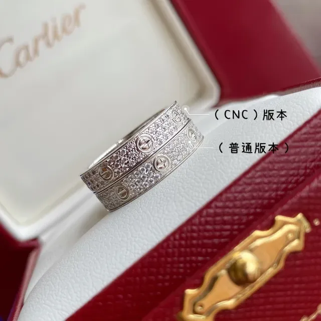 Cartier Love or argent Pavé-Set Screw-Motif bague bande 7