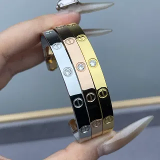 Cartier Love سوار ذهبي وفضي بنقشة المسمار ثلاثي الحجارة