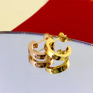 Cartier Love Hoop Gold Polished Hinged C-Shape Earrings