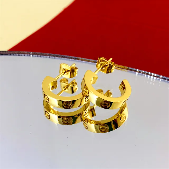 Cartier Love Hoop Boucles d'oreilles or poli à charnière forme C 3