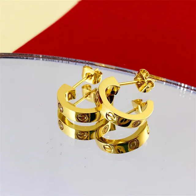 Cartier Love Hoop Boucles d'oreilles or poli à charnière forme C 4
