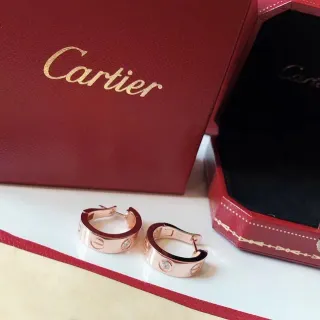 Cartier Love Pink Black Hinged Hoop Screw Motif Earrings