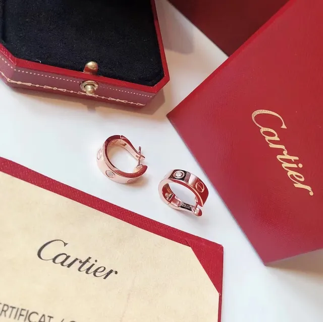 Cartier Love brincos rosa preto bisagado aro parafuso motivo 2
