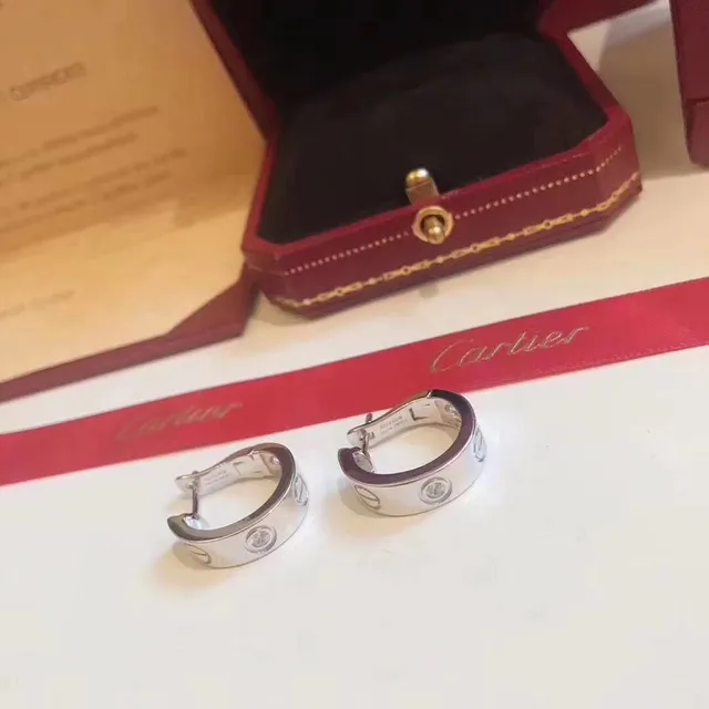 Cartier Love brincos rosa preto bisagado aro parafuso motivo 3