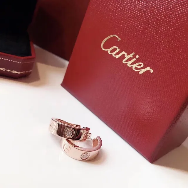Cartier Love brincos rosa preto bisagado aro parafuso motivo 4