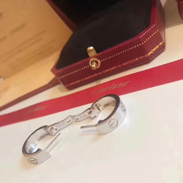 Cartier Love brincos rosa preto bisagado aro parafuso motivo 5