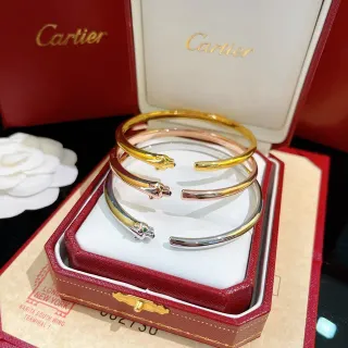 Cartier Panthère Oro Plata pulsera abierta Panther-Head Terminals pulsera