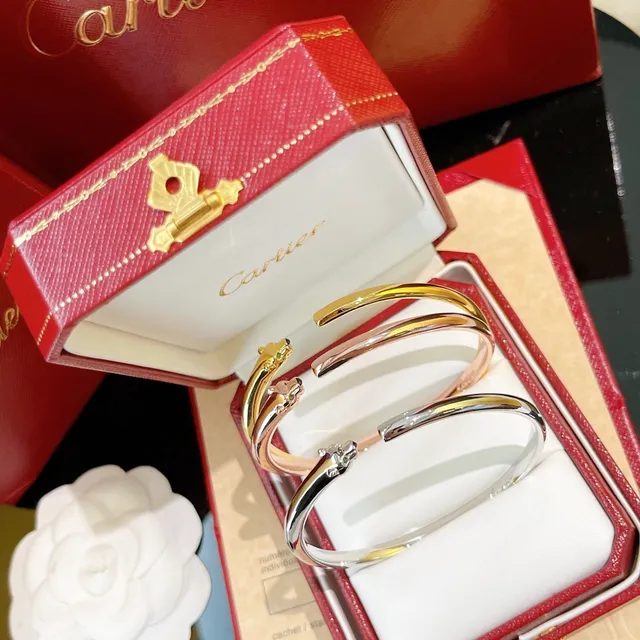 Cartier Panthère Ouro Prata pulseira aberta Panther-Head Terminals pulseira 5