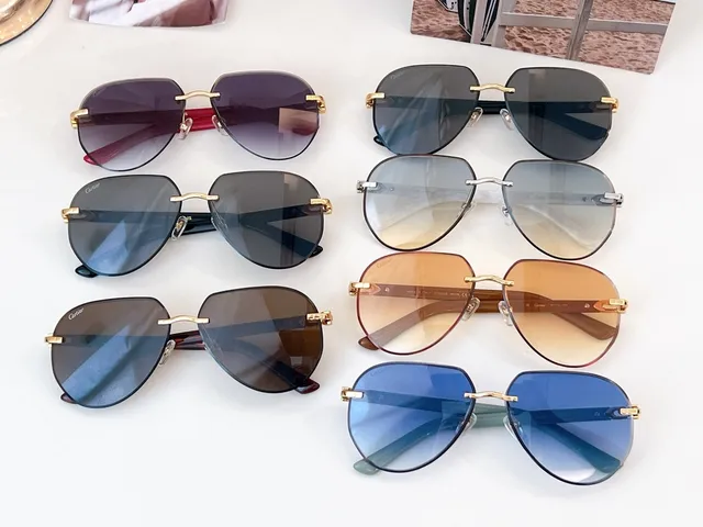 Cartier Vermelho Marrom Sem Aro Oval Dourado Bisagra Fecho Óculos de Sol 2