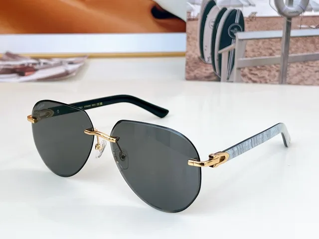 Cartier Vermelho Marrom Sem Aro Oval Dourado Bisagra Fecho Óculos de Sol 3