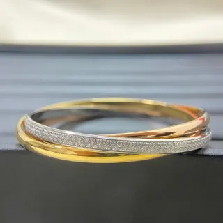 Cartier Trinity Pavé diamante pulsera de oro de dos tonos